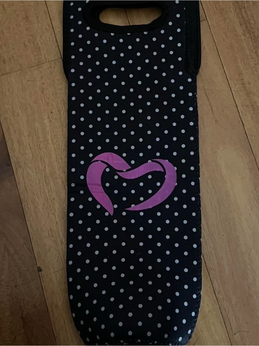 Polka Dot Neoprene Wine Tote with Pink Heart Accent